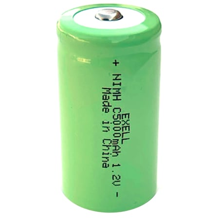Exell Battery 1.2V 5000mAh NiMH C Size Rechargeable Button Top Battery EBC-542